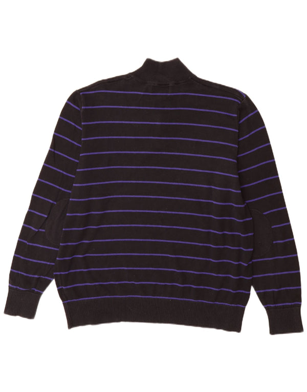 Marks & Spencer Pull à col zippé Blue Harbour pour homme 2XL Noir rayé