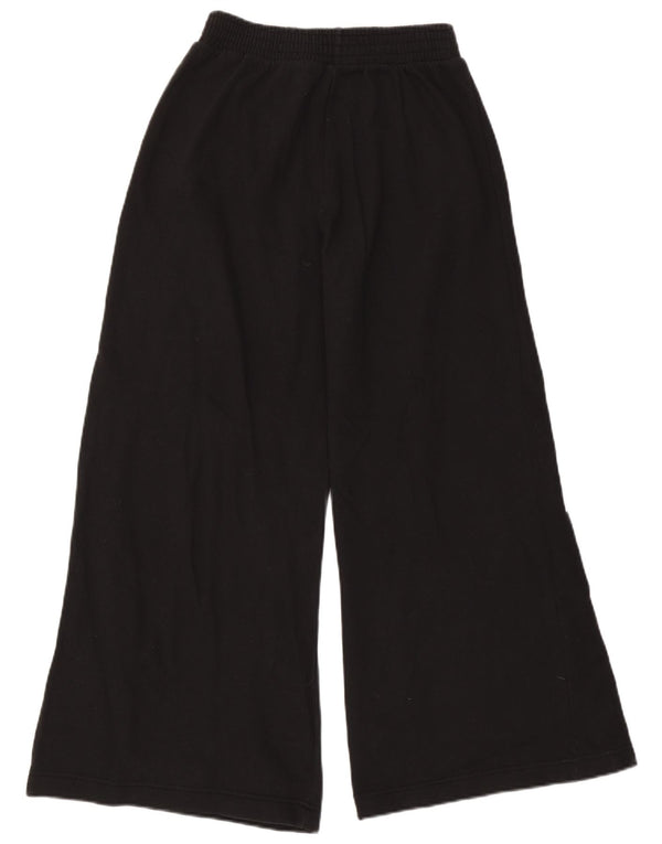 Benetton Pantalon de survêtement graphique à jambe large pour femme UK 8 Small Noir Coton