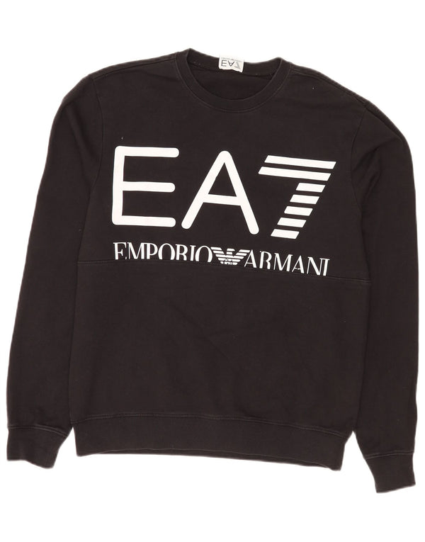 Emporio Armani Sweat-shirt graphique pour homme Petit coton noir