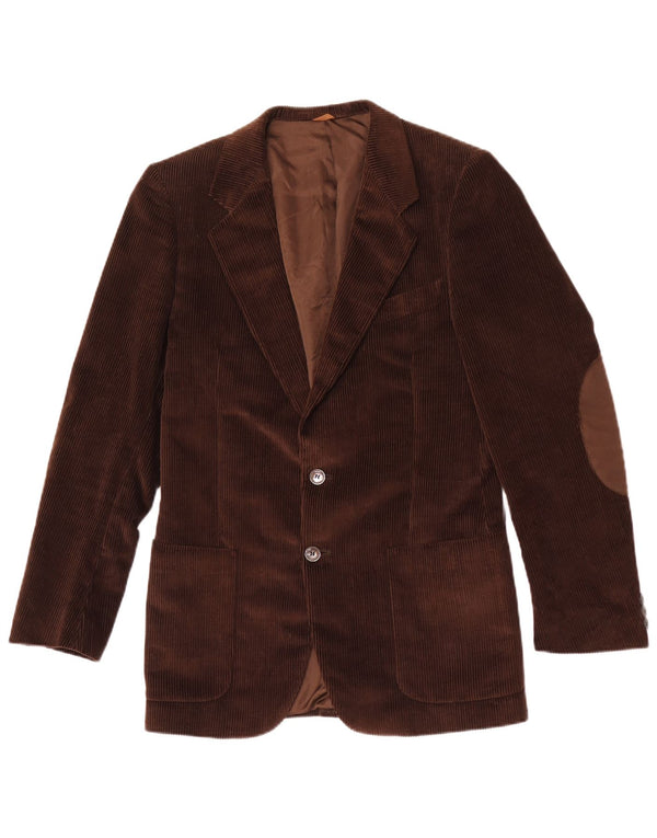 vintage Mens 2 Bouton Corduroy Blazer Veste UK 36 Petit Brun