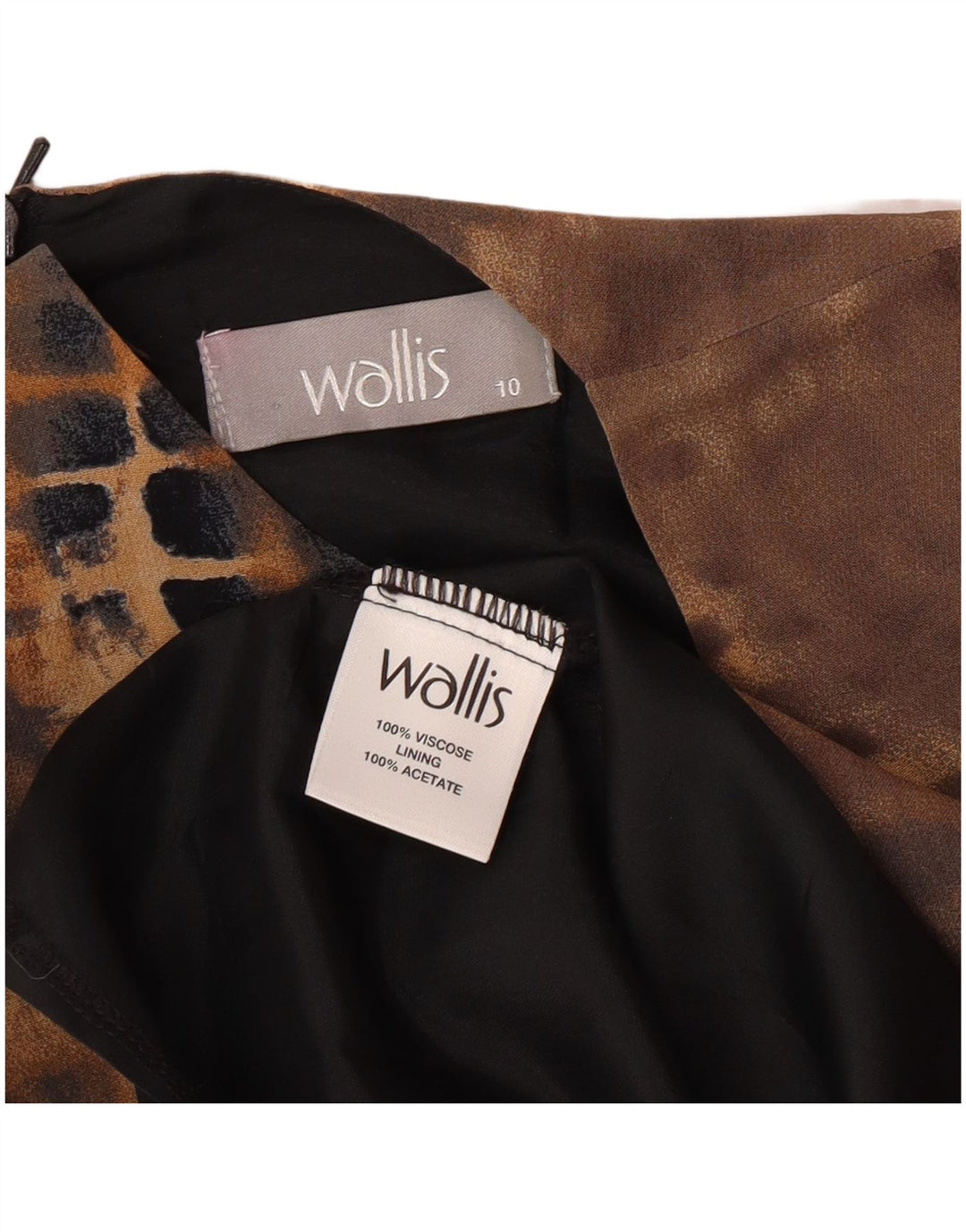 WALLIS Robe fourreau sans manches pour femme UK 10 Petite viscose géométrique marron