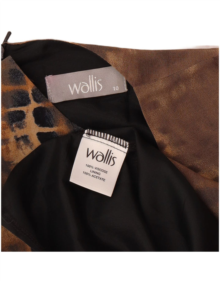 WALLIS Robe fourreau sans manches pour femme UK 10 Petite viscose géométrique marron