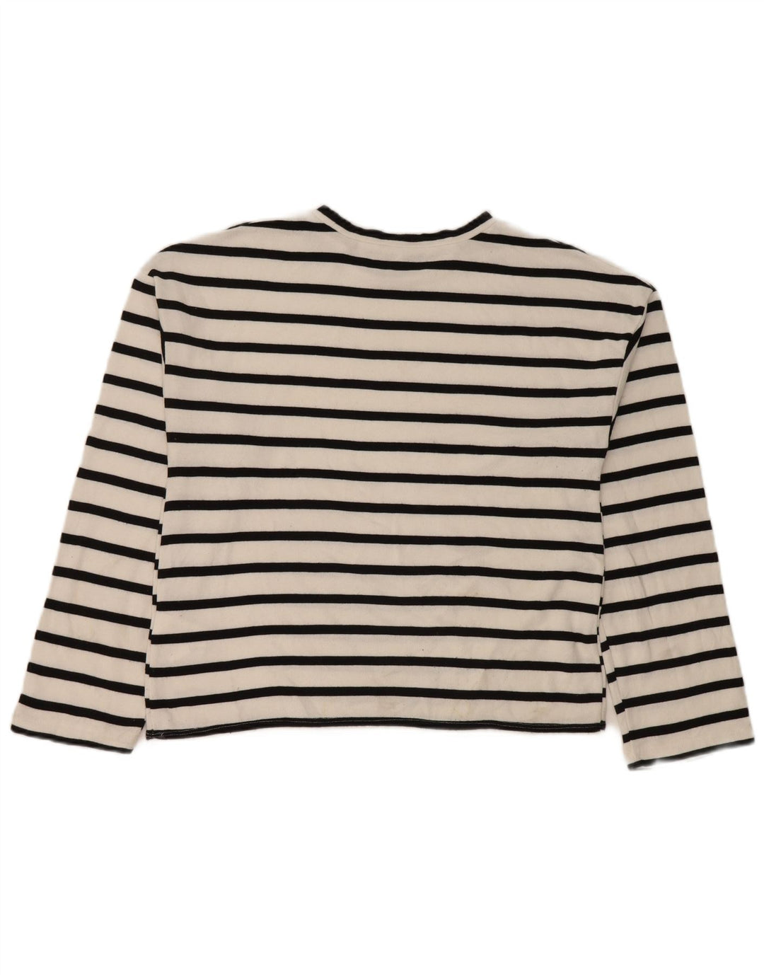 Zara Femme Top Manches Longues UK 44 Medium Blanc Rayé Viscose