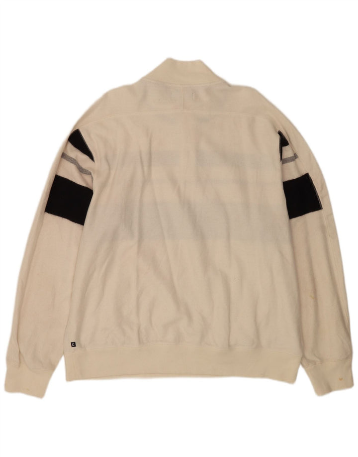 Chaps Sweat-shirt à col boutonné pour homme 2XL en coton color block blanc