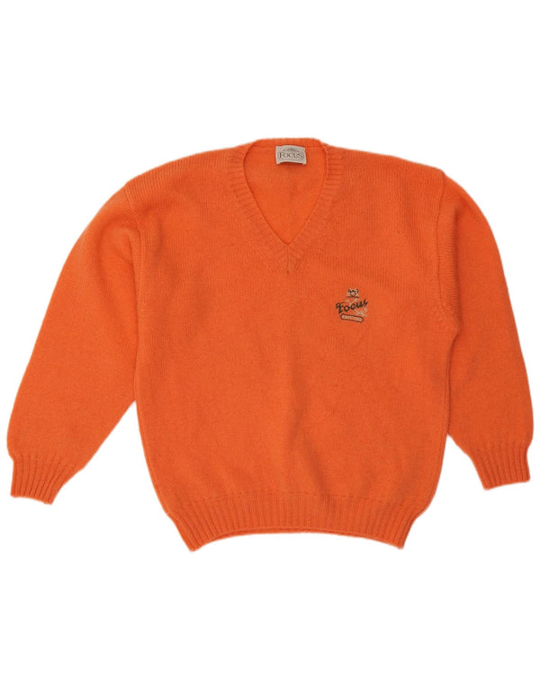 vintage Mens V-Col Jumper Pull Grande Laine Orange