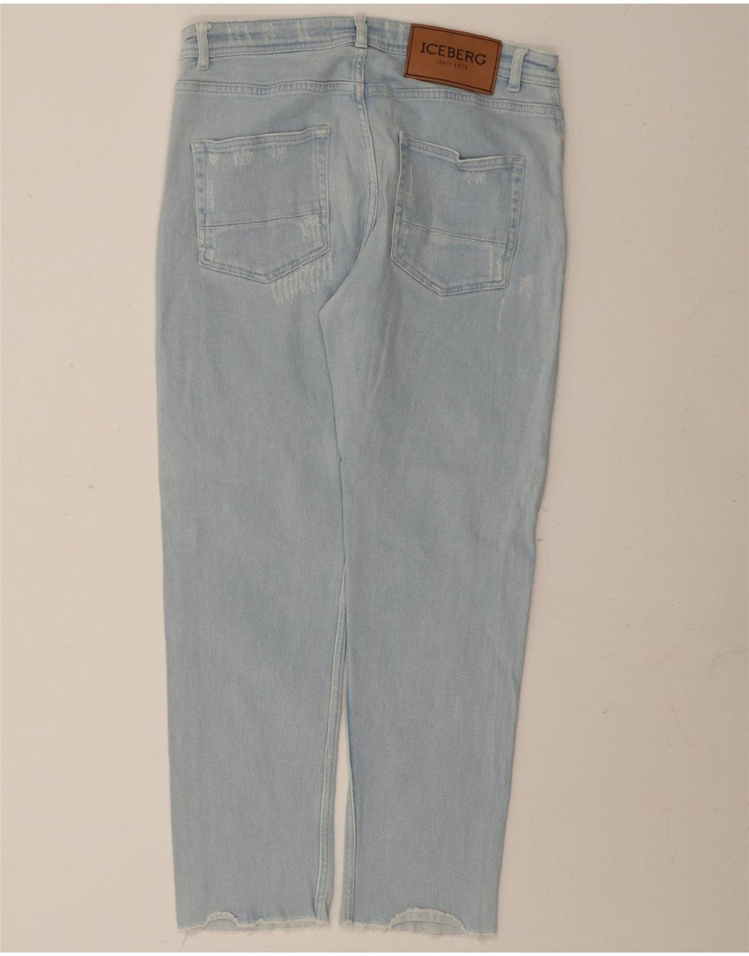 ICEBERG Womens Distressed Straight Jeans W29 L28 Blue Cotton Vintage Iceberg and Second-Hand Iceberg from Messina Hembry 