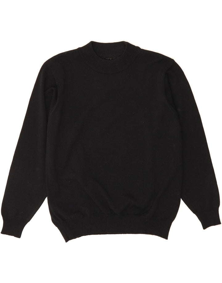 VINTAGE Womens Turtle Neck Jumper Sweater UK 14 Medium Black Cotton Vintage Vintage and Second-Hand Vintage from Messina Hembry 