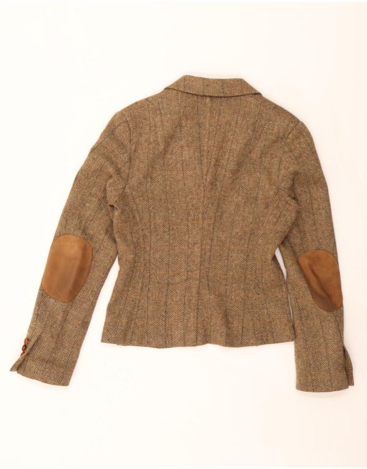 JOHN ASHFIELD Womens 3 Button Blazer Jacket US 8 Medium Beige Herringbone Vintage John Ashfield and Second-Hand John Ashfield from Messina Hembry 