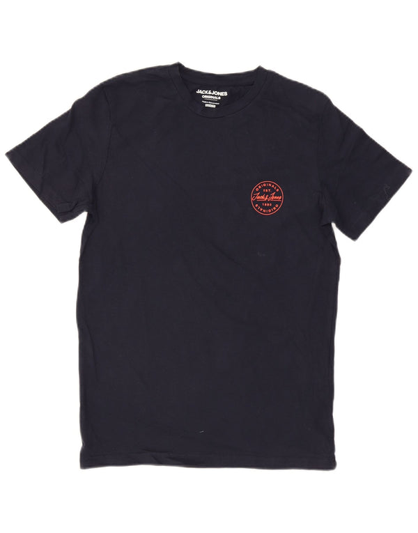 Jack & Jones Mens Regular Fit T-Shirt Top Small Bleu Marine Coton
