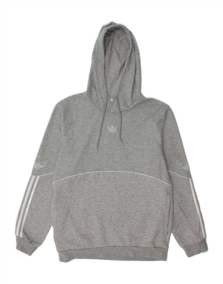 ADIDAS Mens Hoodie Jumper Small Grey Cotton Vintage Adidas and Second-Hand Adidas from Messina Hembry 