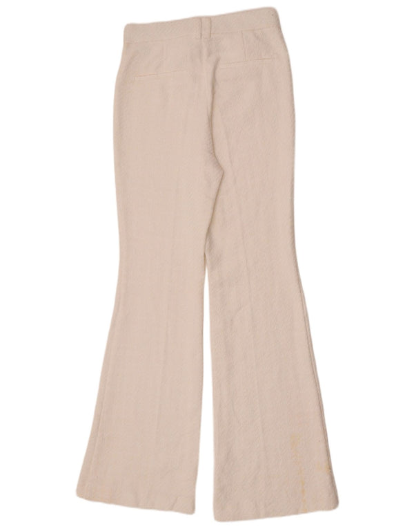 Zara Pantalon décontracté évasé pour femme Petit W26 L32 Coton blanc