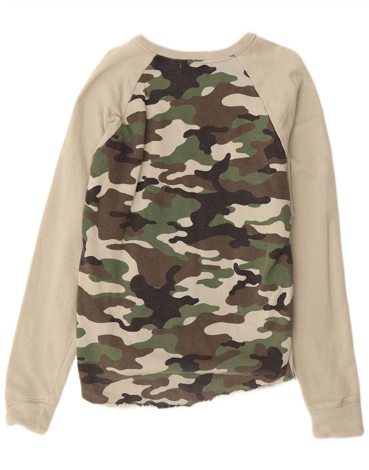Replay Sweat-Shirt Graphique Homme Kaki Moyen Camouflage Coton