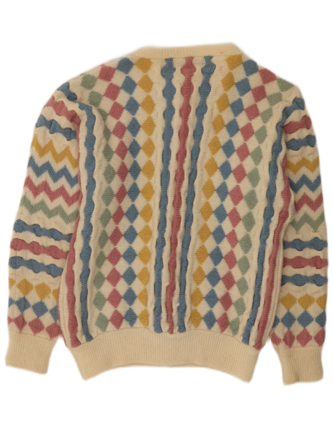 Tulchan Cardigan pour femme Taille unique Beige Argyle/Diamond Laine vierge