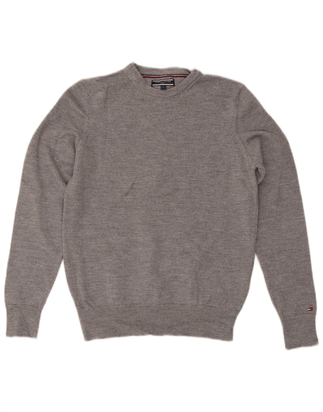 TOMMY HILFIGER Pull sur mesure à col rond pour femme UK 10 Petit Gris