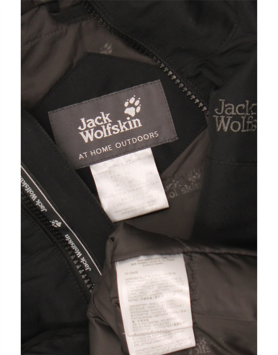 Jack Wolfskin Veste coupe-vent à capuche pour femme UK 16 Large Noir Polyester