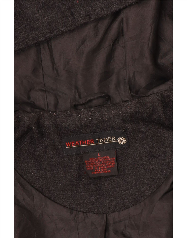 VINTAGE Veste Duffle à capuche femme UK 16 Grande laine grise