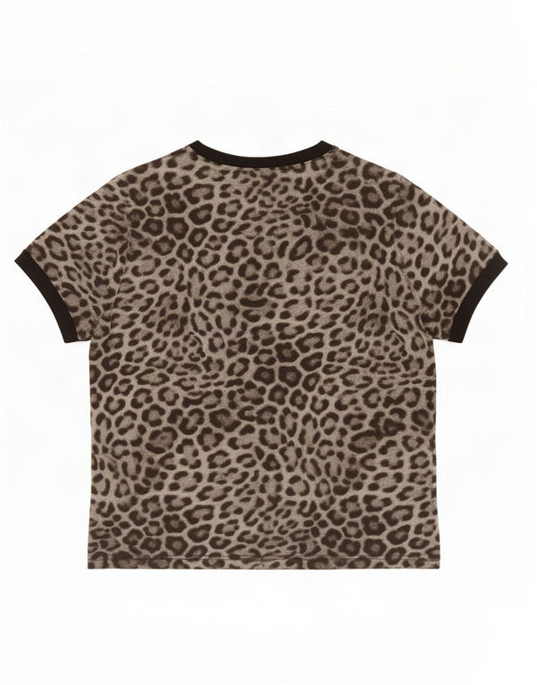 Puma T-Shirt Femme Top UK 18 XL Gris Animal Print Coton
