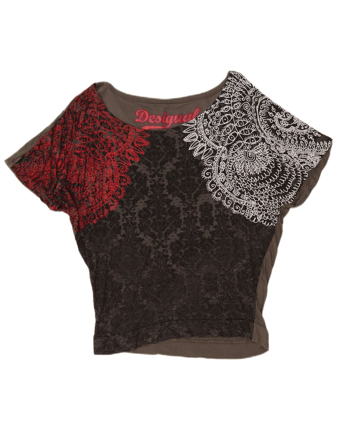 Desigual Chemisier chauve-souris pour femme UK 44 Gris moyen Paisley Viscose