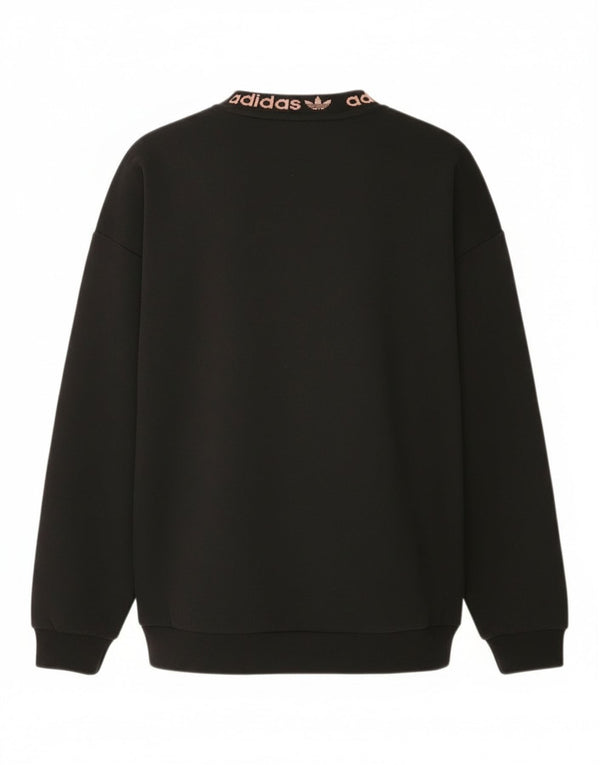 Adidas Sweat-shirt surdimensionné graphique pour femme UK 4 petit coton noir