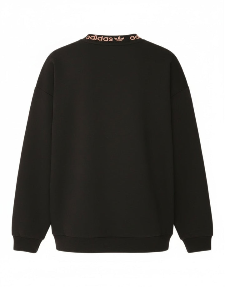 Adidas Sweat-shirt surdimensionné graphique pour femme UK 4 petit coton noir