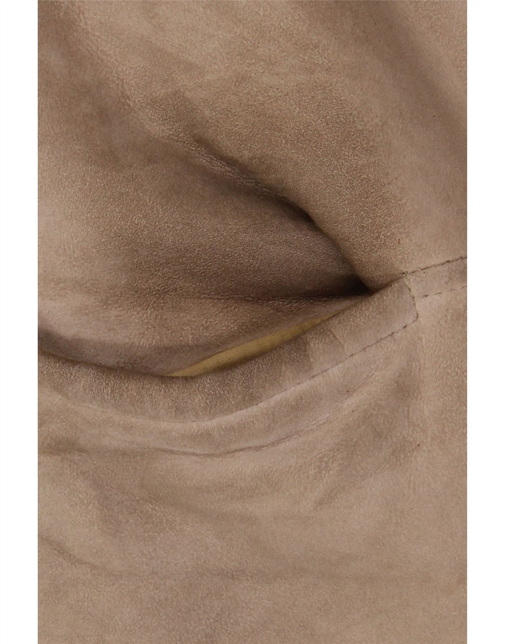 Manteau Shearling Femme Vintage IT 46 Grand Cuir Beige