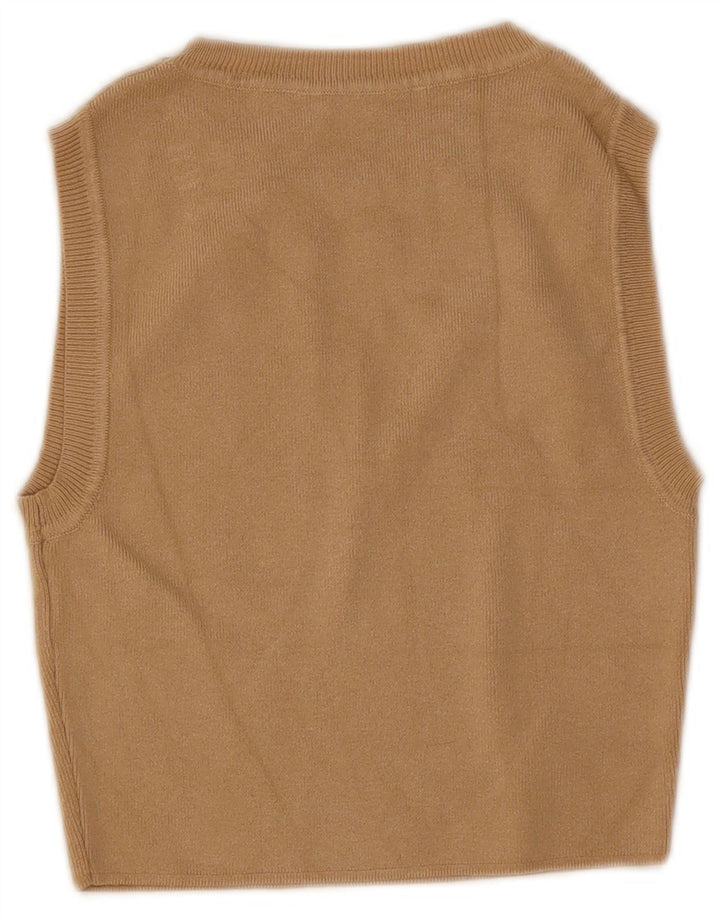 Zara Womens Crop Vest Top UK 8 Small Marron Viscose