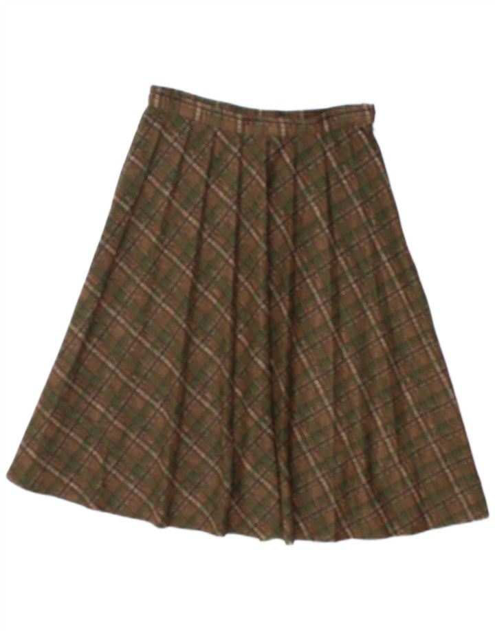 jupe plissée femme vintage W26 Petit chèque brun