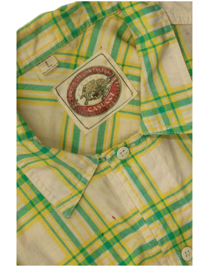 CASUCCI Chemise à manches courtes pour hommes, grands carreaux verts
