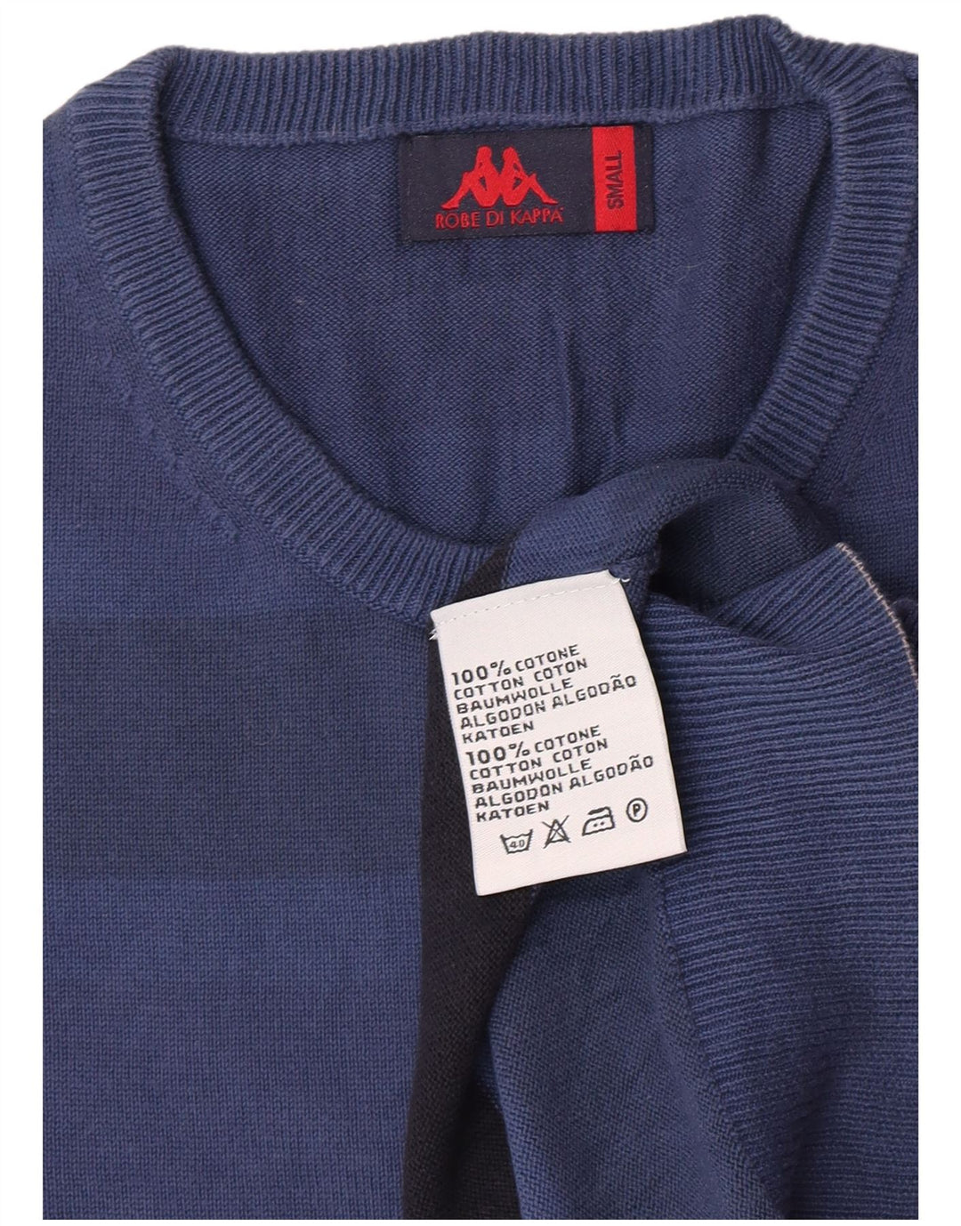 Kappa Pull à col rond pour homme en coton rayé bleu petit