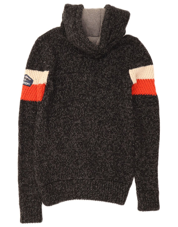 Superdry Cardigan à capuche pour homme en acrylique color block noir moyen