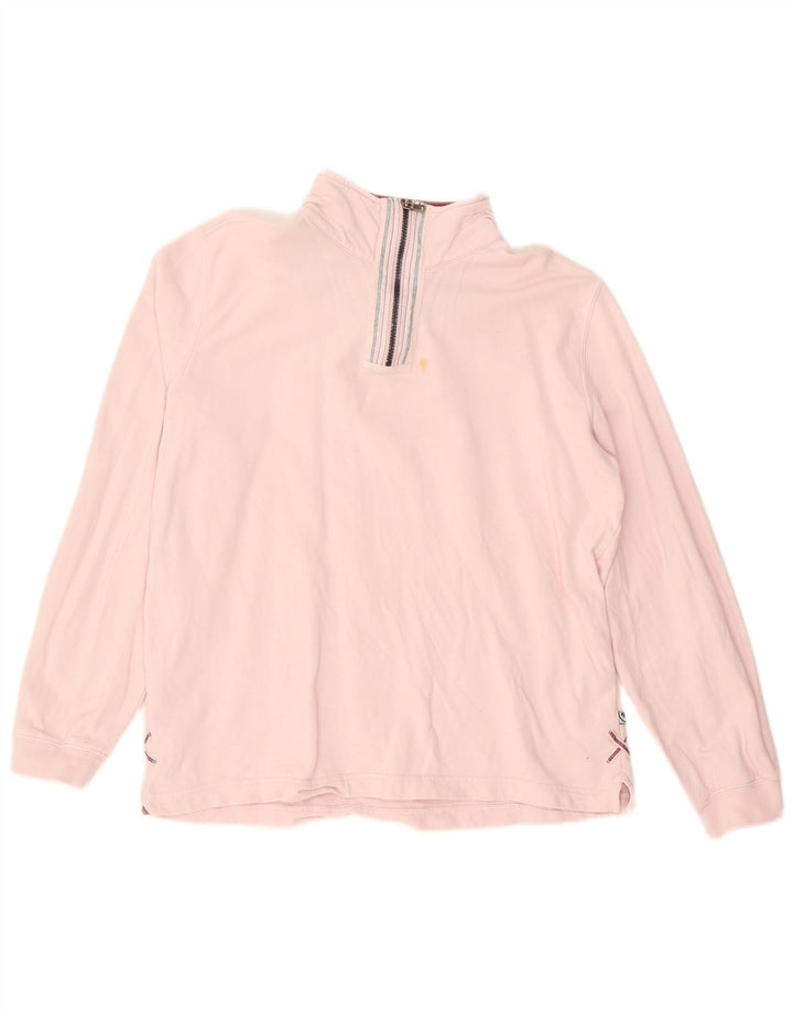 WHITE STUFF Sweat-shirt graphique à col zippé pour femme UK 12 Rose moyen
