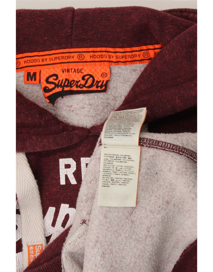 Superdry Pull à capuche graphique pour femme UK 14 Polyester bordeaux moyen