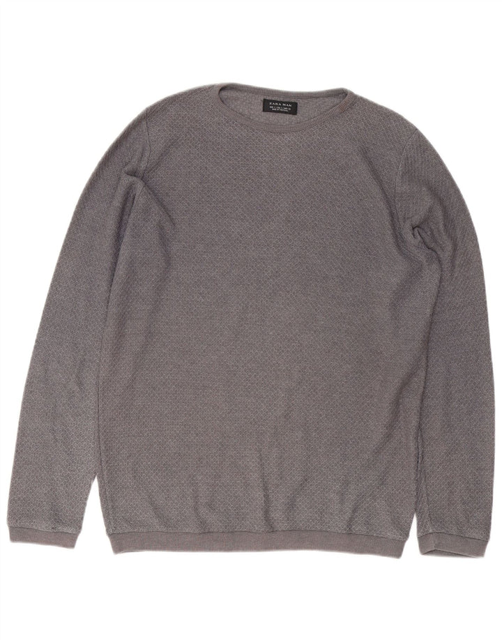 Zara Pull à col bateau pour homme Petit gris