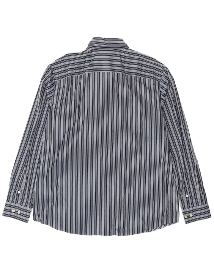 EDDIE BAUER Chemise haute coupe classique pour homme XL en coton rayé bleu