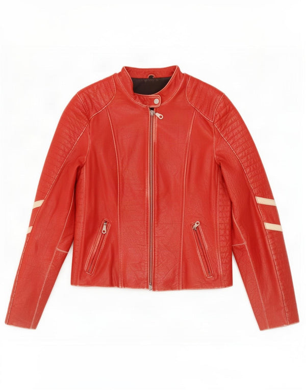Gipsy Veste de course en cuir pour femme UK 14 Large Rouge Rayé
