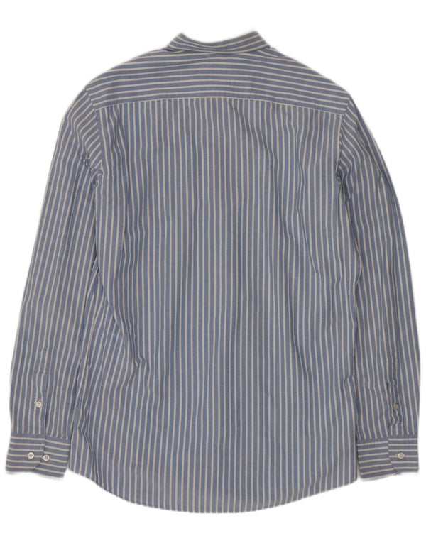 Massimo Dutti Mens Shirt Medium Blue Striped Cotton