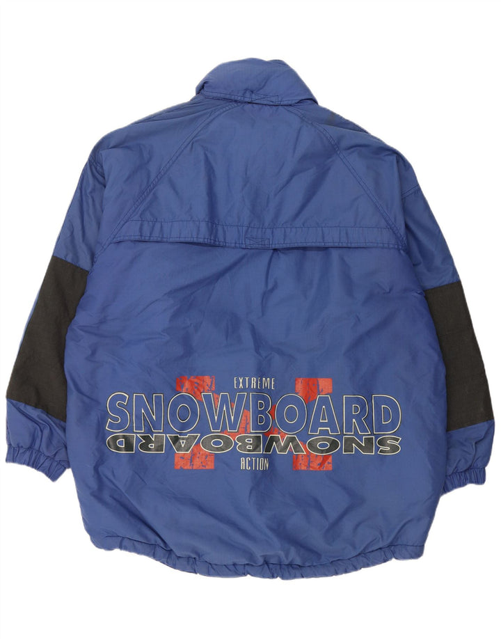vintage Mens Graphic Pullover Ski Jacket UK 42 XL Bleu Polyamide