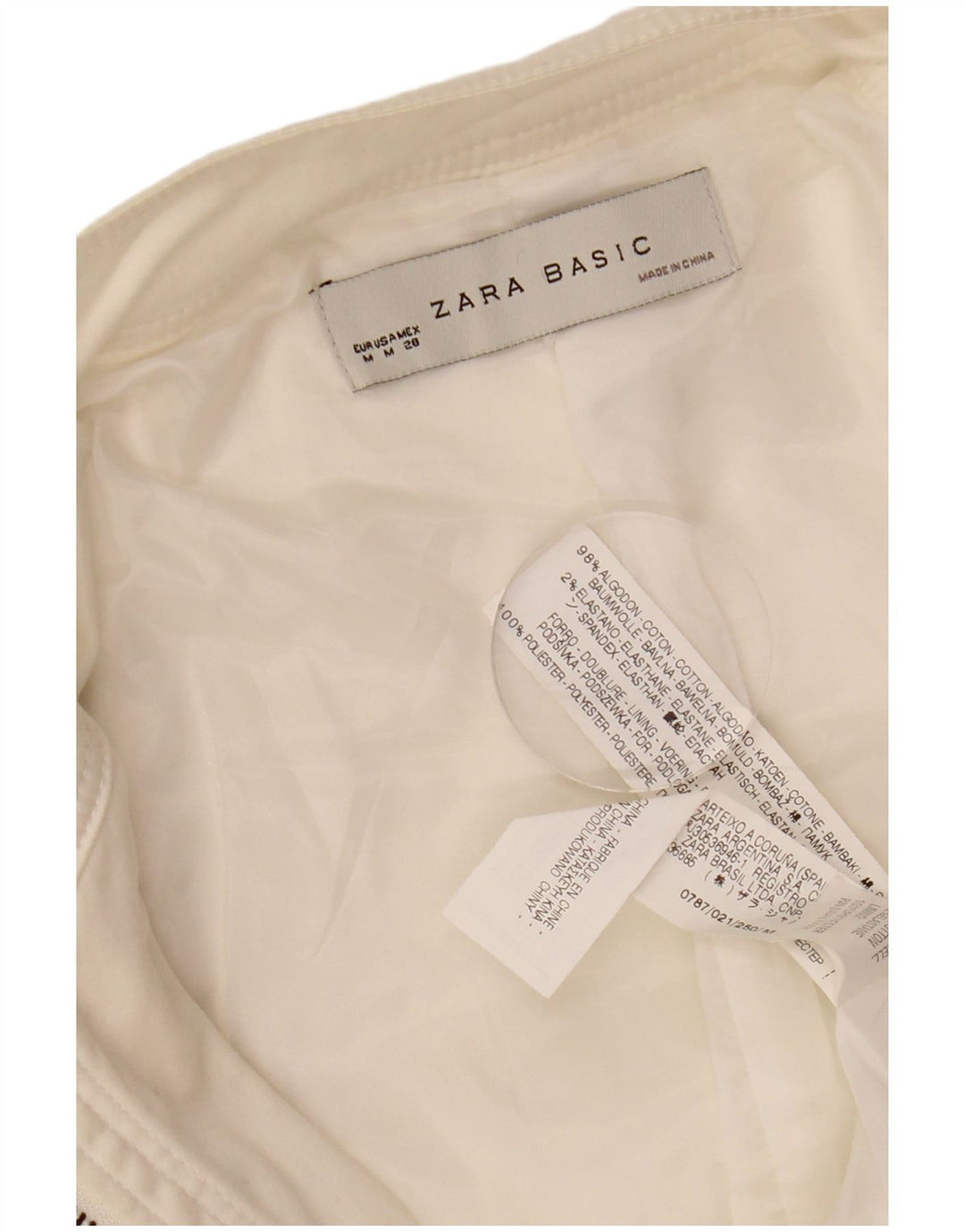 Veste utilitaire femme ZARA UK 12 coton blanc moyen