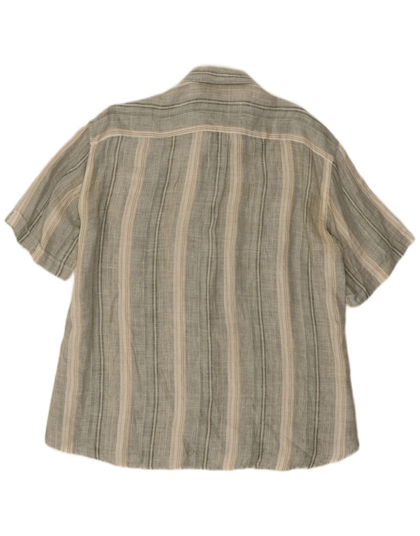 Roberto Guiducci Chemise à manches courtes pour homme Taille 42 16 1/2 Large Gris Rayé