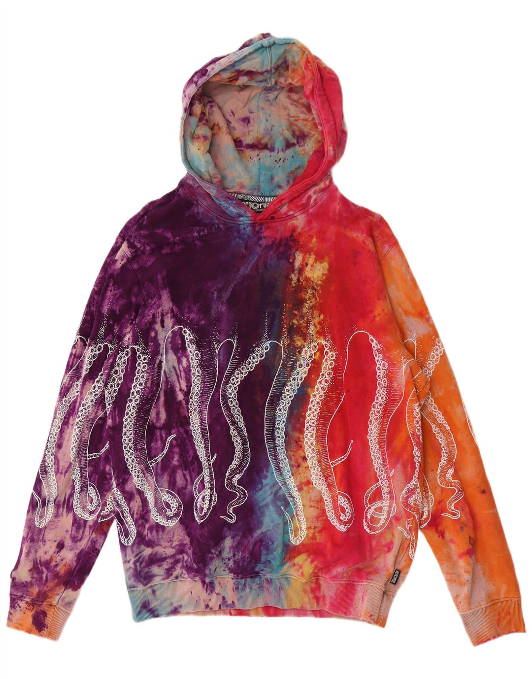 Octopus Pull à capuche graphique pour homme Large Multicolore Tie Dye