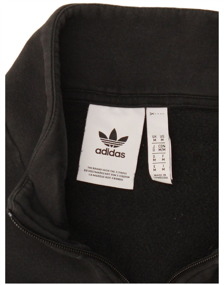 Adidas Sweat-shirt graphique à col zippé pour homme en coton noir moyen