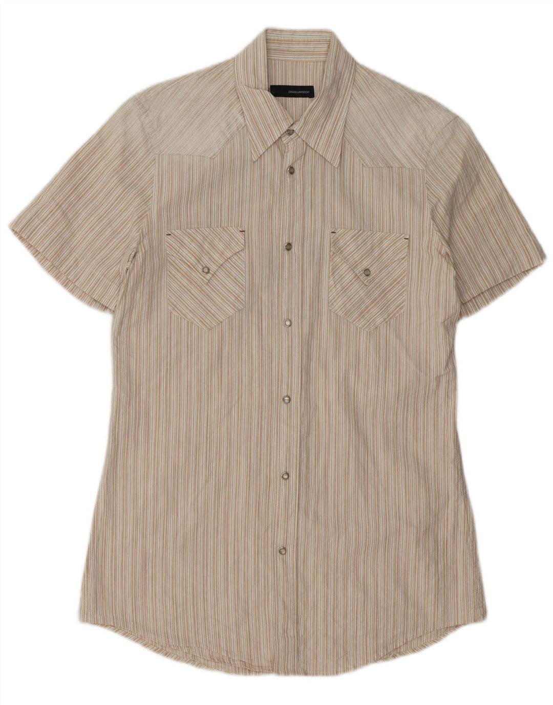 Dsquared2 Chemise graphique à manches courtes pour hommes IT 48 Small Beige Rayé