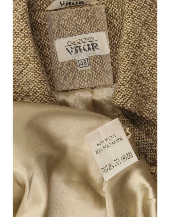 vintage Femme Double Breasted Coat IT 48 XL Kaki Moucheté Laine