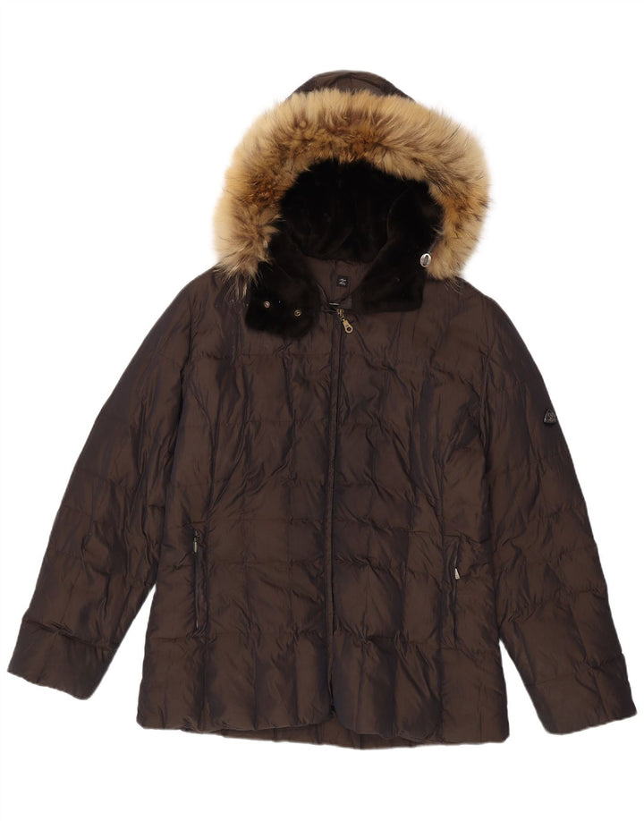 Post Card Veste matelassée à capuche pour femme UK 12 Marron moyen Polyamide