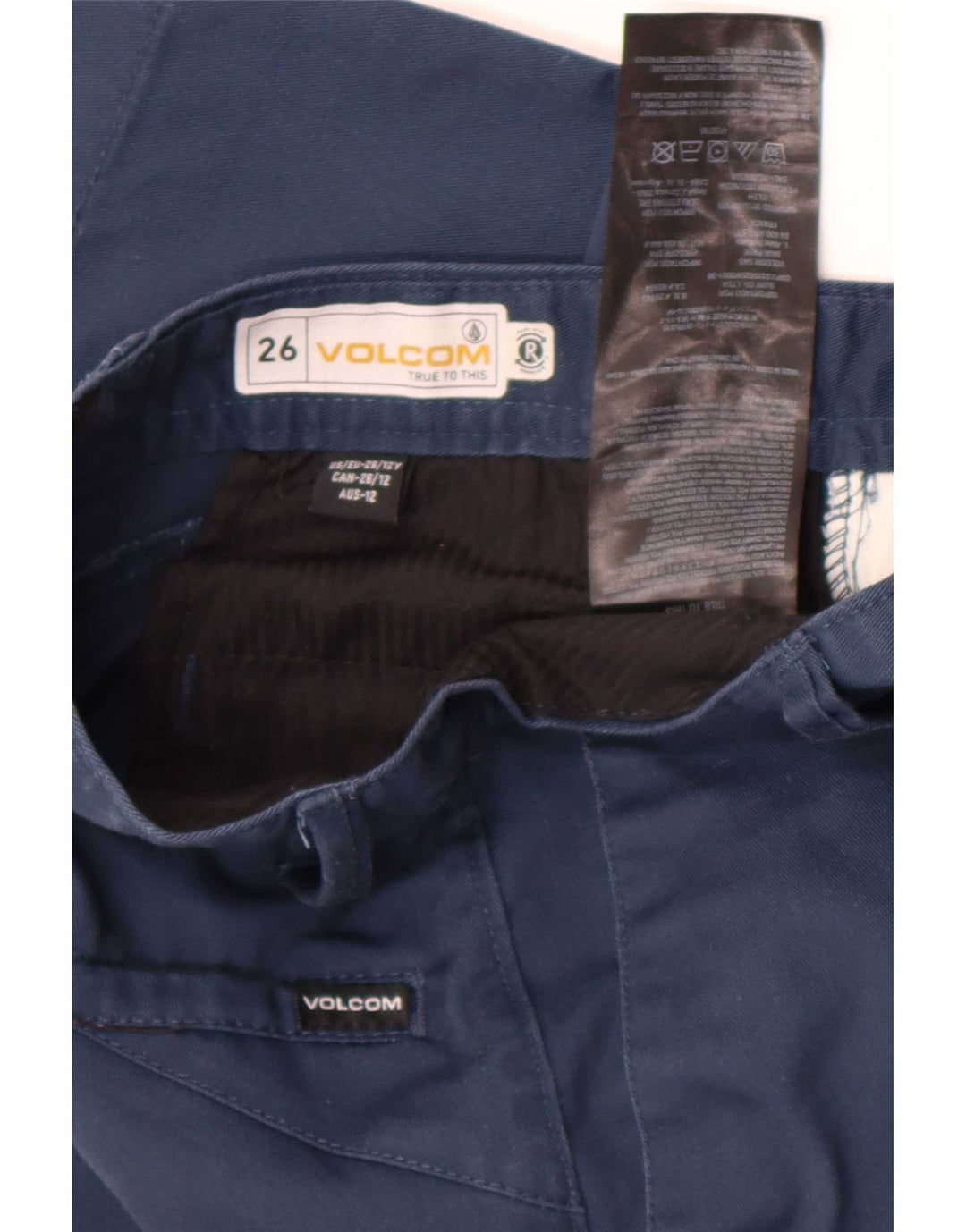 Volcom Short Chino Garçon 11-12 ans W26 Bleu Marine Polyester