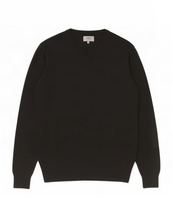 Marks & Spencer Mens V-Neck Jumper Sweater XL Black