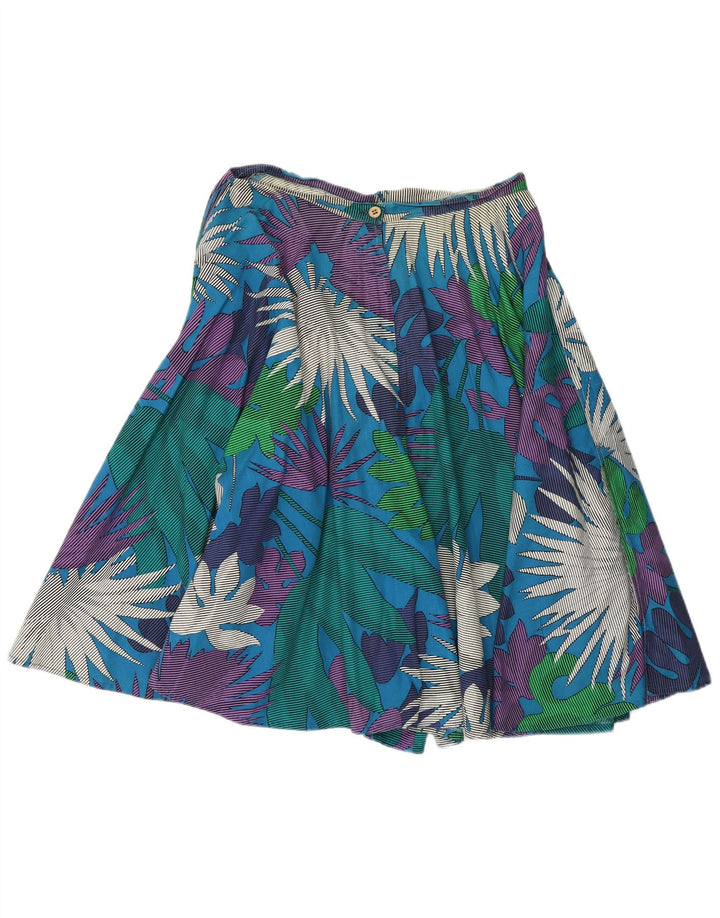 vintage Femmes Cullotes Casual Shorts W30 Bleu Moyen Floral