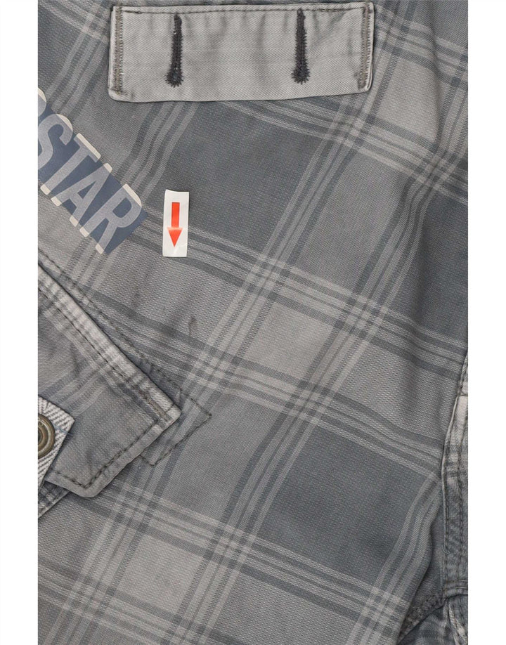 G-Star Short Cargo Homme W32 Coton À Carreaux Gris Moyen