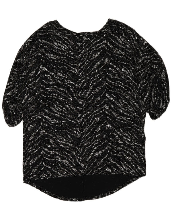 Quiz Chemisier coupe ample pour femme UK 42, noir moyen, imprimé animal, nylon