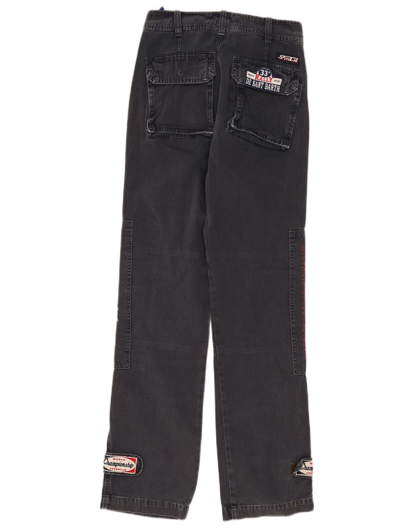 vintage Mens Graphic Moto Racer Pantalon décontracté IT 46 Petit W30 L34 Gris